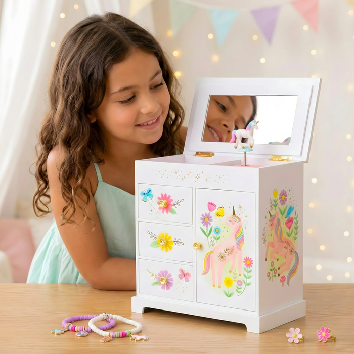 Giggle & Honey - Muziekdoos Juwelen - Floral Unicorn