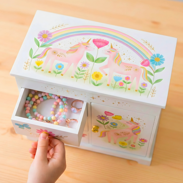 Giggle & Honey - Muziekdoos Juwelen - Floral Unicorn