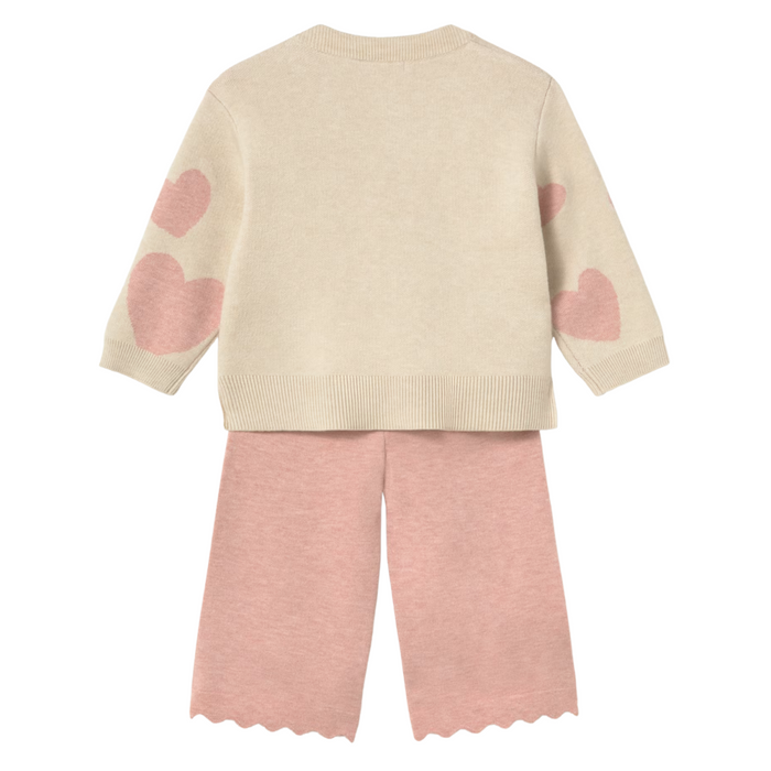 Mayoral - Set van broek en trui met hartjes - Pastelroze