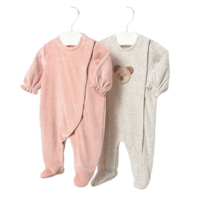 Mayoral - 2 Babypakjes met ruches Velours - Nude
