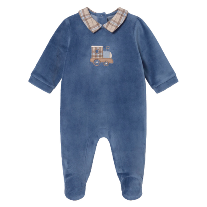 Mayoral - Babypakje Velours met trein - Blauw