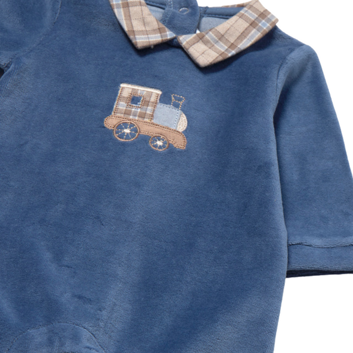 Mayoral - Babypakje Velours met trein - Blauw