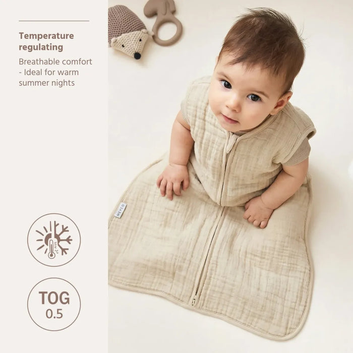 Meyco - Zomerslaapzak ongevoerd pre-washed hydrofiel 70 cm- Soft Sand (TOG 0.5)