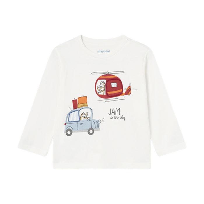 Mayoral - L/s t-shirt ""hurry up"" - Cream