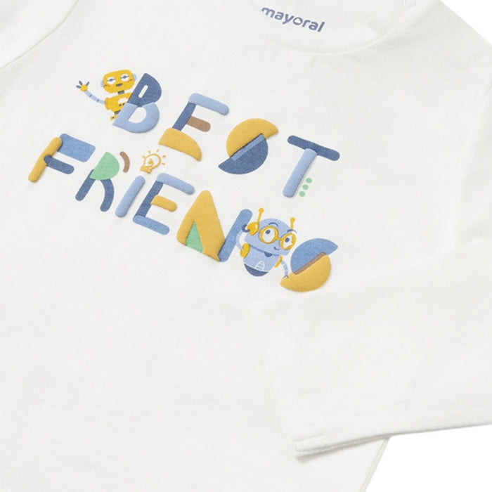 Mayoral - L/s t-shirt friends - Cream