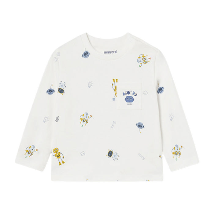 Mayoral - Printed l/s t-shirt - Cream