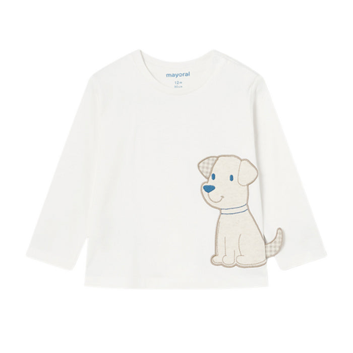 Mayoral - L/s t-shirt dogs - Cream