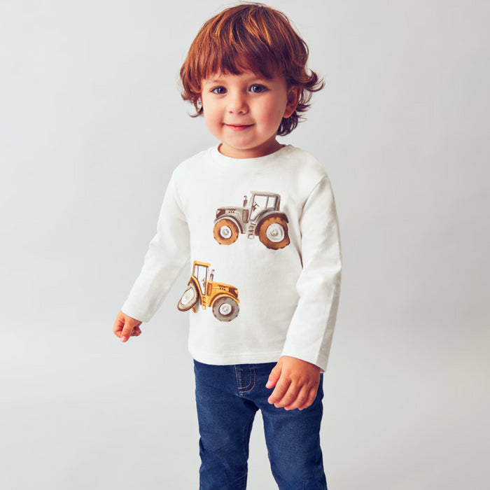 Mayoral - L/s ""Play"" tractor shirt Cream