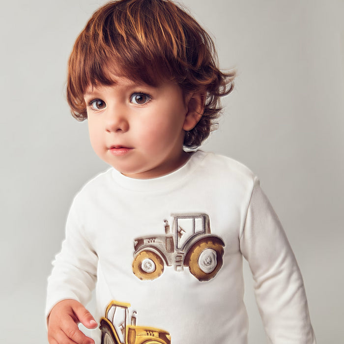 Mayoral - L/s ""Play"" tractor shirt Cream