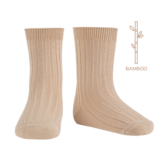 Condor - Bamboo rib short socks - Almond