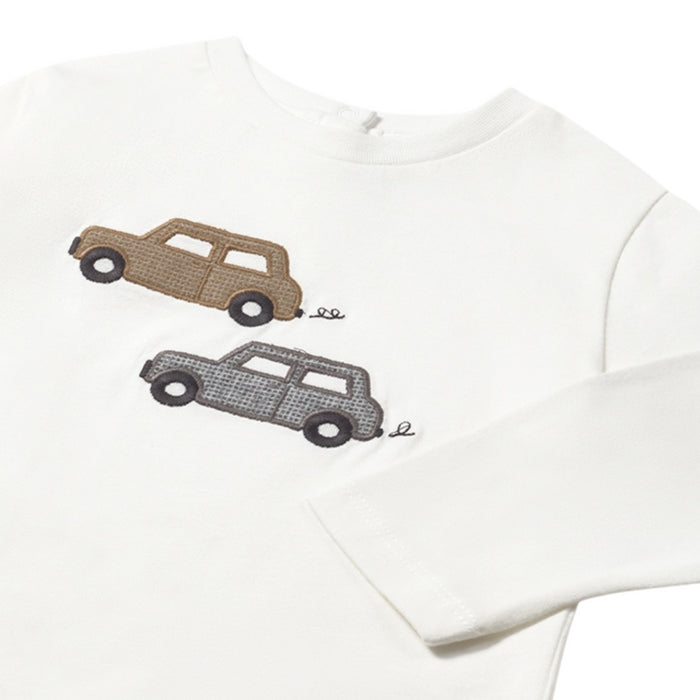 Mayoral - L/s t-shirt knit applique Cream-fog
