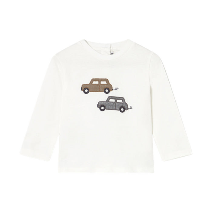 Mayoral - L/s t-shirt knit applique Cream-fog