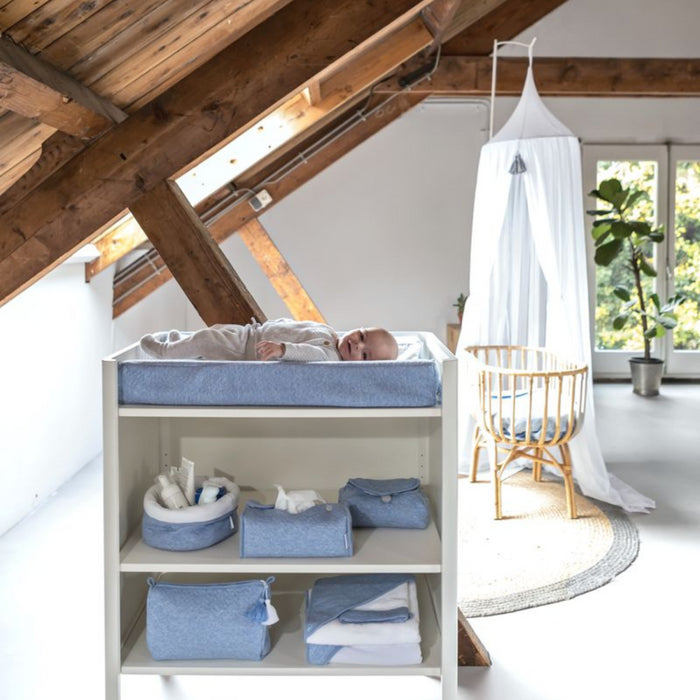 Poetree - Chevron Denim Blue - Aankleedkussenhoes