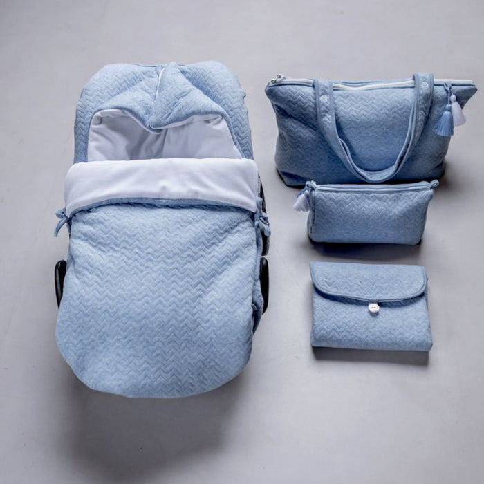 Poetree - Chevron Denim Blue - Autostoelhoes (MaxiCosi)