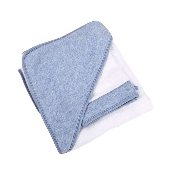 Poetree - Chevron Denim Blue - Badcape & washandje