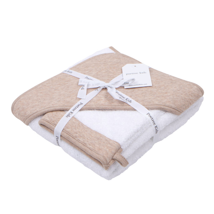 Poetree - Chevron Light Camel - Badcape & washandje