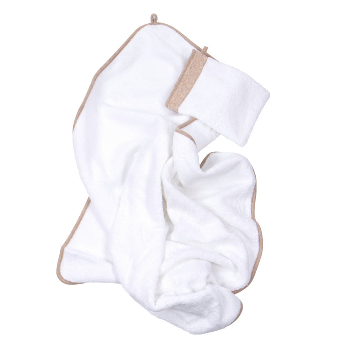 Poetree - Chevron Light Camel - Badcape & washandje