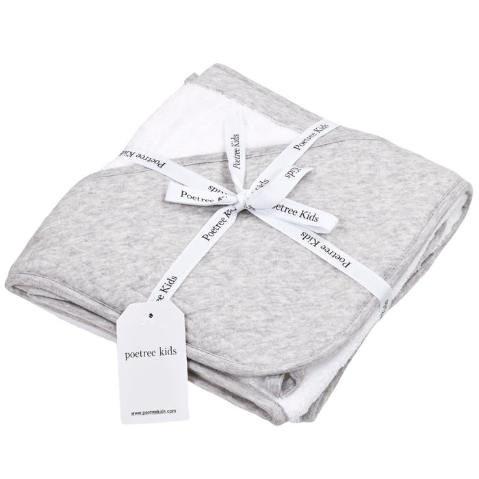 Poetree - Chevron Light Grey Melange - Badcape & washandje