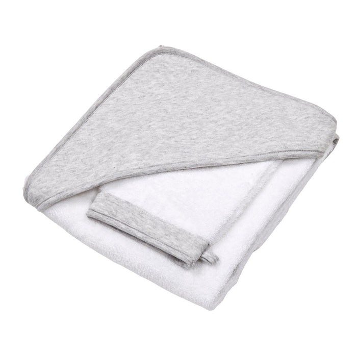 Poetree - Chevron Light Grey Melange - Badcape & washandje