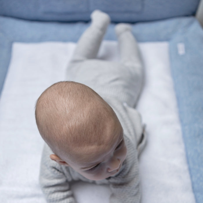 Poetree - Chevron Denim Blue - Boxkleed/Parc kleed (75x95cm)