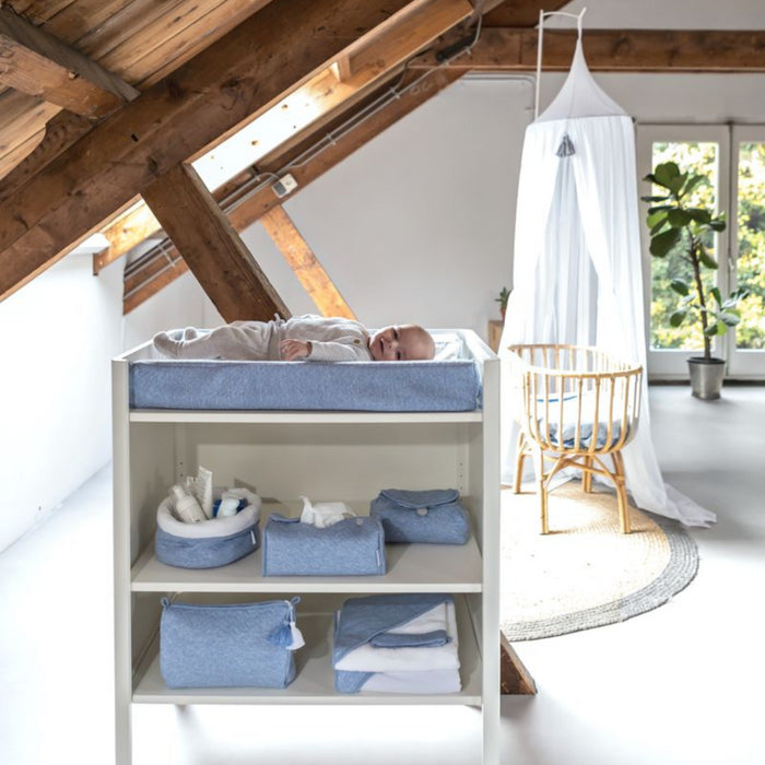 Poetree - Chevron Denim Blue - Commode mandje