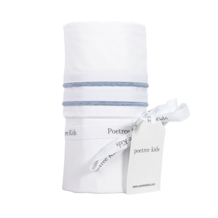 Poetree - Chevron Denim Blue - Wieg laken (80x100cm)