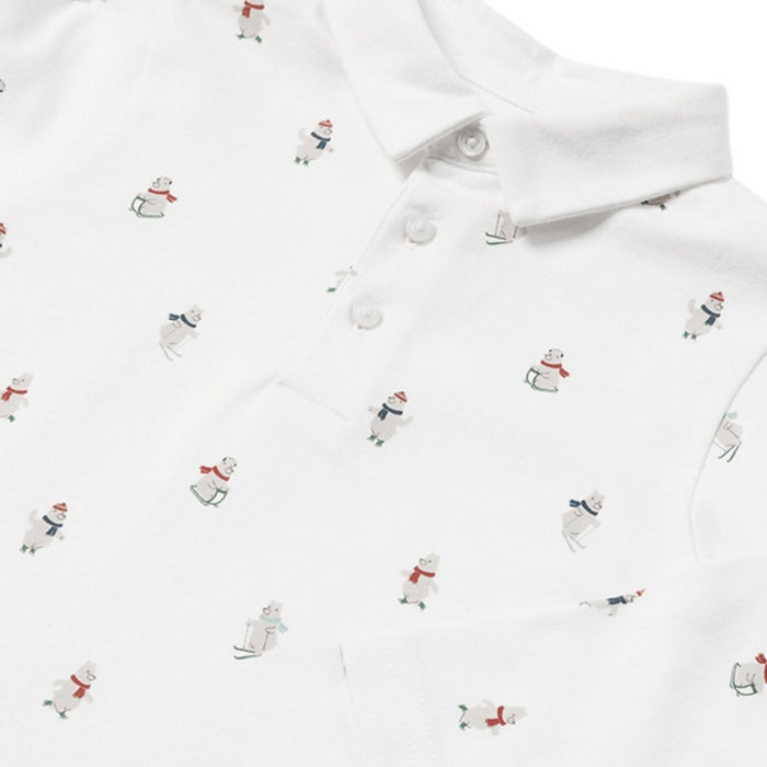 Mayoral - L/s printed polo - Cream