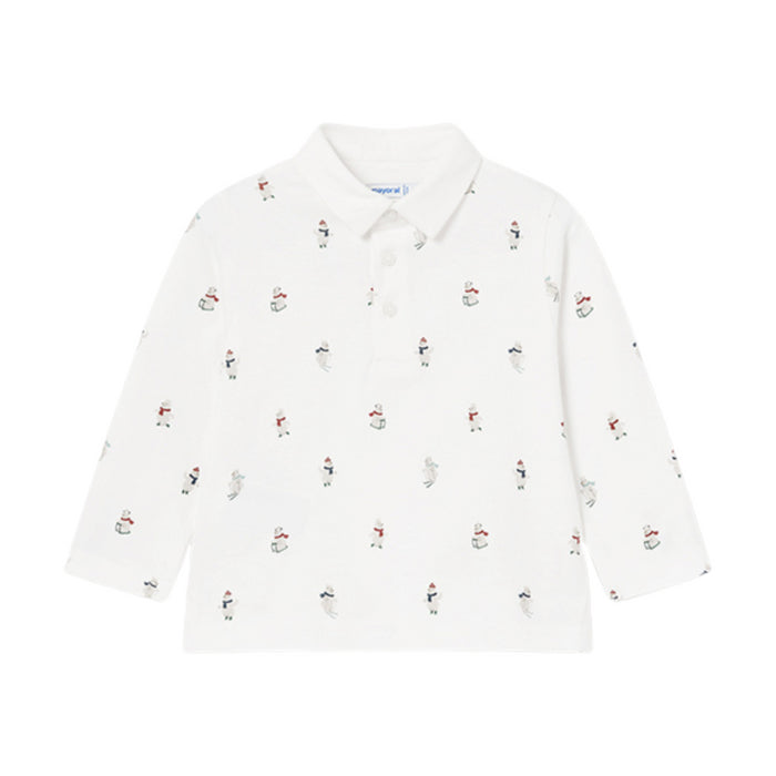 Mayoral - L/s printed polo - Cream