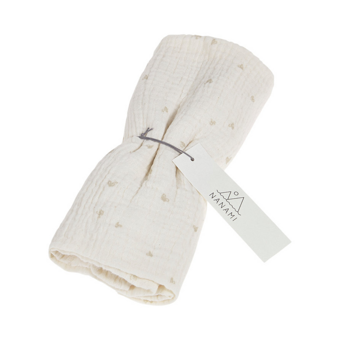 Nanami - Luierdoek 60 x 60 cm - Hearts off-white - beige