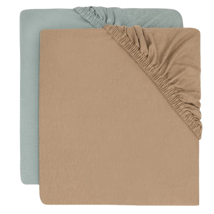 Jollein - Hoeslaken katoen 2-pack 60x120cm - Sea Green/Ivory