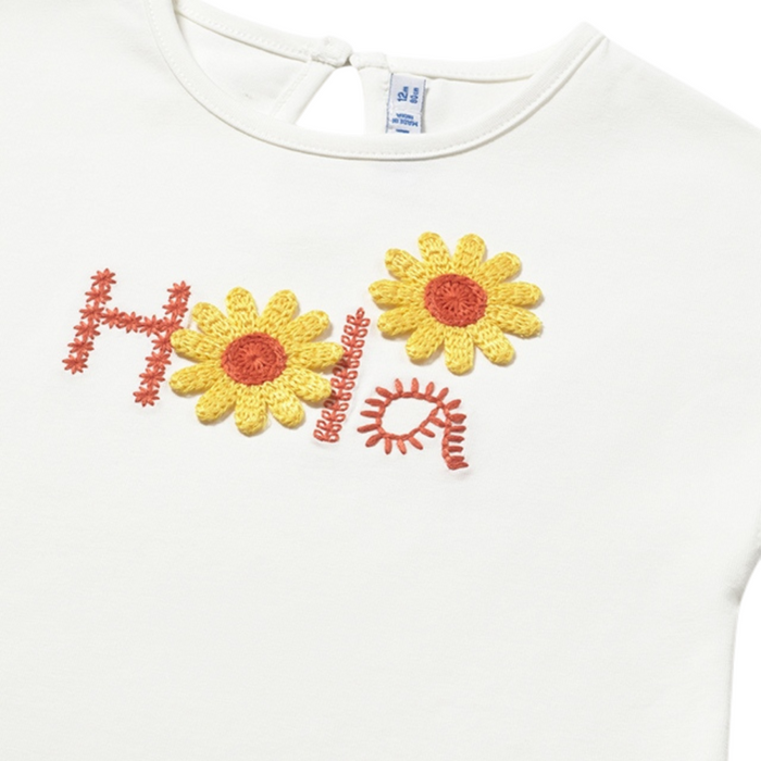 Mayoral - T-shirt Hola met geborduurde details