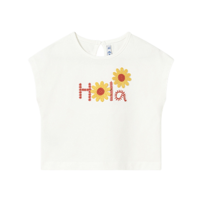 Mayoral - T-shirt Hola met geborduurde details