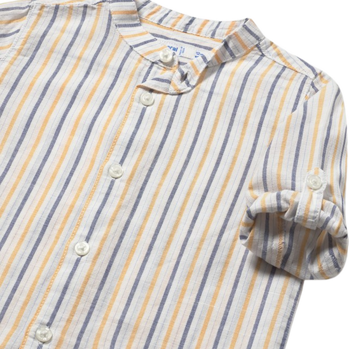 Mayoral - Long-sleeved linen shirt with mandarin collar