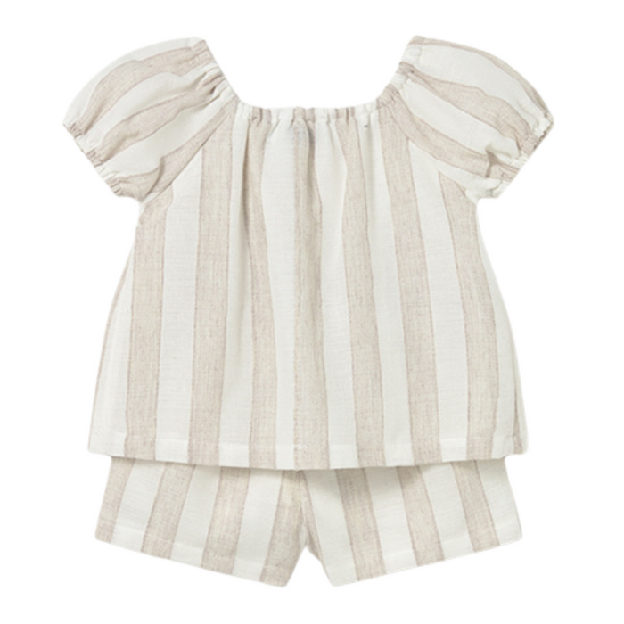 Mayoral - Set van beige gestreepte short met blouse