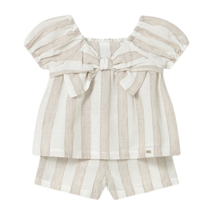 Mayoral - Set van beige gestreepte short met blouse