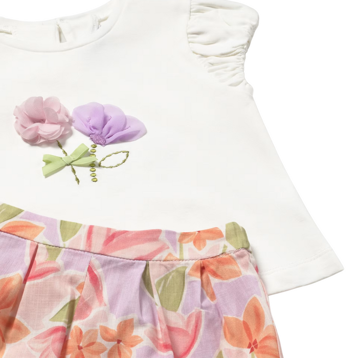 Mayoral - Babyset Bermuda bloemen en t-shirt - Bloesem