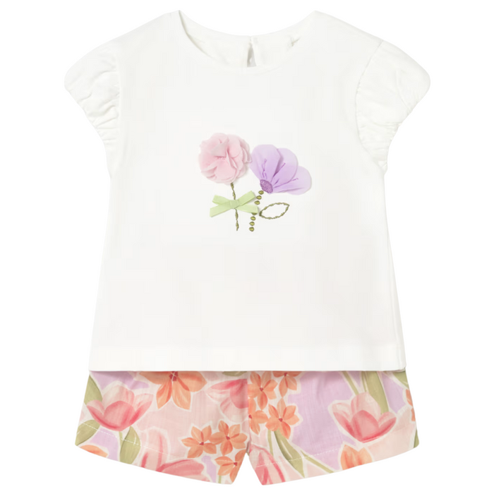 Mayoral - Babyset Bermuda bloemen en t-shirt - Bloesem