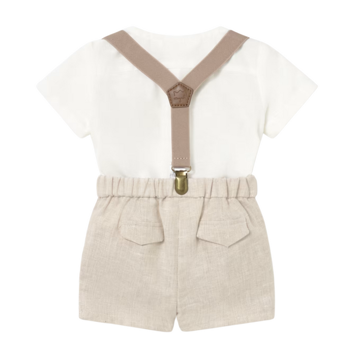 Mayoral - Linnen short set met t-shirt - Beige