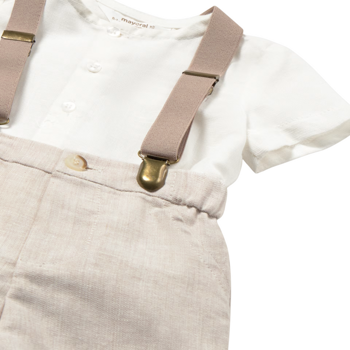 Mayoral - Linnen short set met t-shirt - Beige