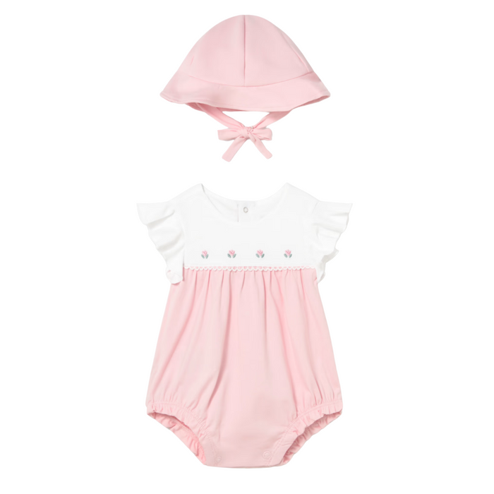 Mayoral - Bloemen romper met mutsje