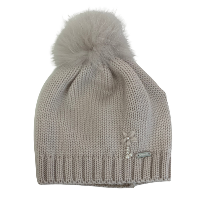 Il Trenino - Wollen muts met pompon - Beige