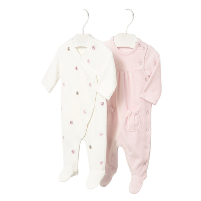 Mayoral - 2 Pcs velour onesie Baby Rose