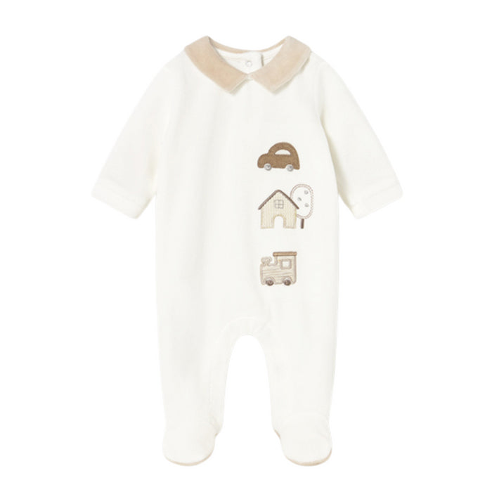 Mayoral - Velour Onesie Natural