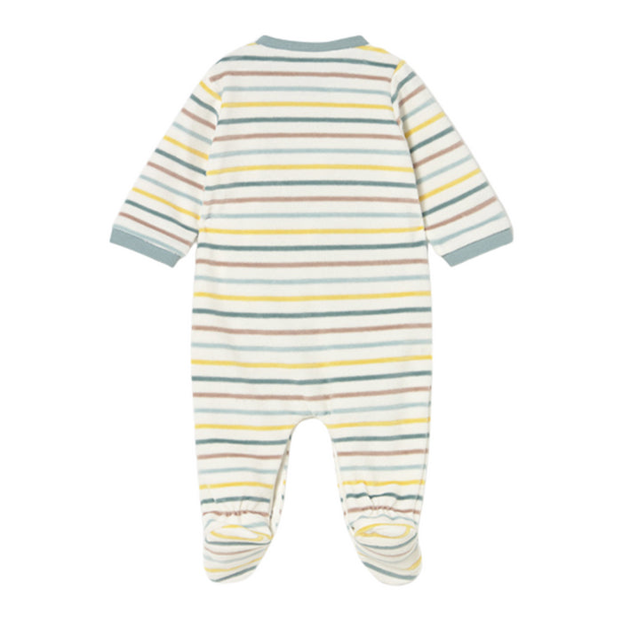 Mayoral - Striped velour onesie Ice