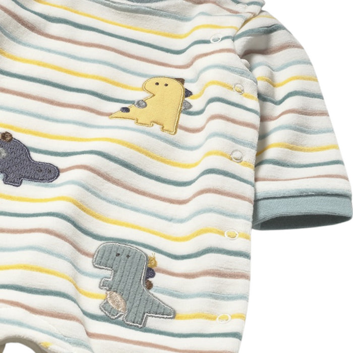 Mayoral - Striped velour onesie Ice