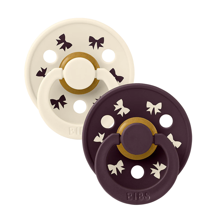Bibs - Studio Duo 2-pack Holiday Bow Ivory/Plum T1