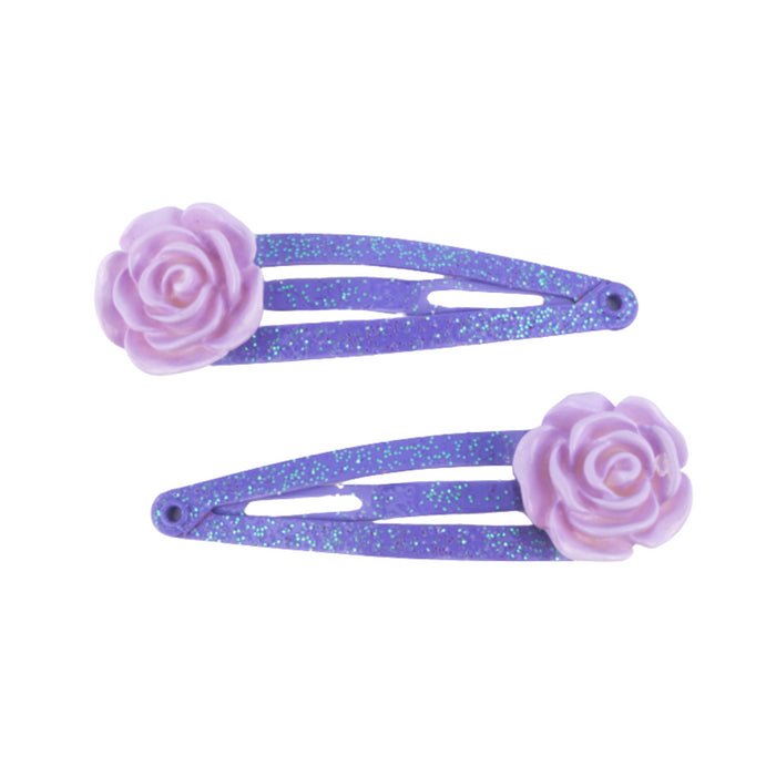Busy Lizzie - Snap hair clips - Roses - Lila