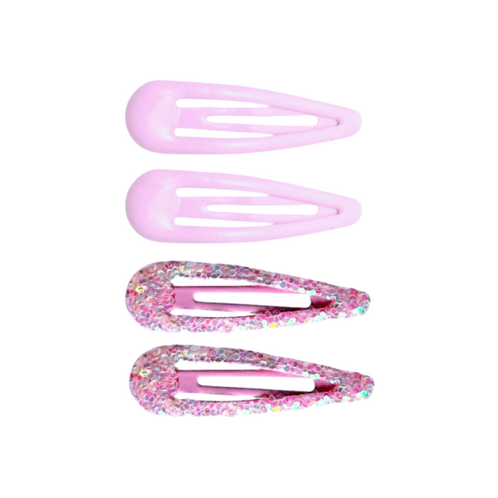 Busy Lizzie - Haarspeldjes - Glitter/plain - Light pink (4 stuks)