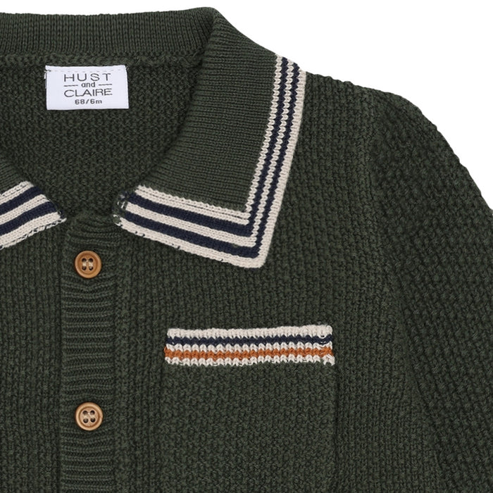 Hust and Claire - Charli polo cardigan - Deep Ivy