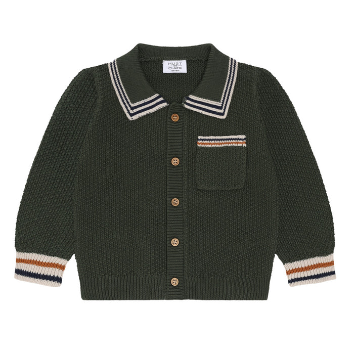 Hust and Claire - Charli polo cardigan - Deep Ivy